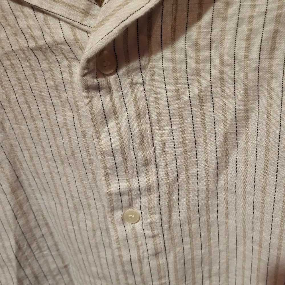 Banana Republic Relaxed Fit  Linen Blend Short Sleeve Button Shirt Cream Size XL